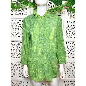Go Fish Clothing Women’s Green Tie Dye Casual Jacket Size Medium